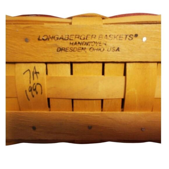 Longaberger 1997 Father's Day Striped Organizer Basket with Leather Handles - Pl - Picture 5 of 7